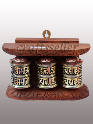 Wall Prayer Wheel fine frame (3x1) small