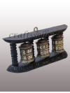 Wall Prayer Wheel black frame (3x1) 2 line small